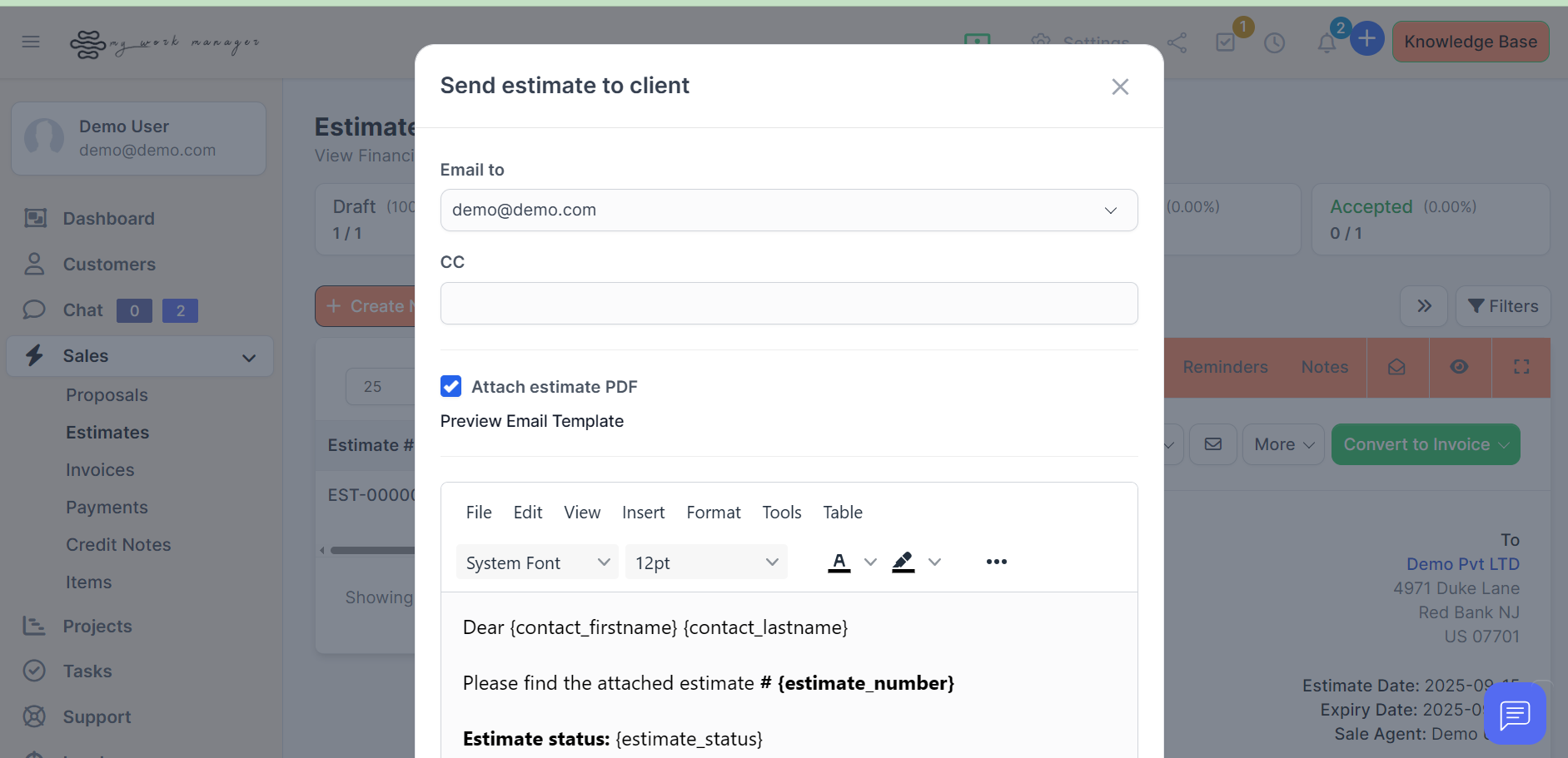 Customers Area Screenshot